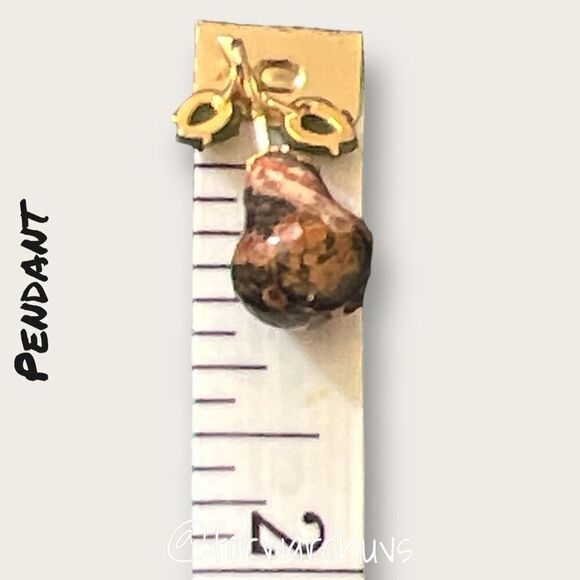 Stone Pear Pendant with Gold-tone Metal - Picture 4 of 6